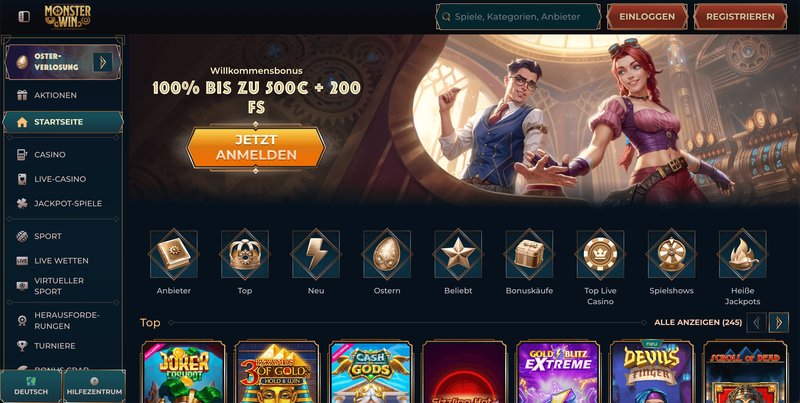 Monsterwin Casino Deutschland: Jetzt spielen und riesige Gewinne erzielen